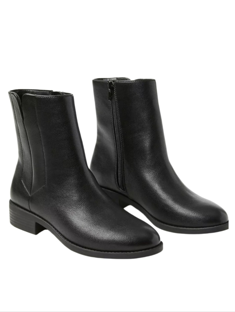 NEW! ANN TAYLOR LOFT Minimalist Flat Ankle Boot Classic Black Faux Leather 10.5. - Picture 1 of 9